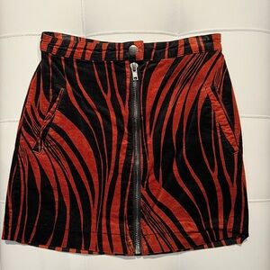Zebra Print Skirt in Black and Orange